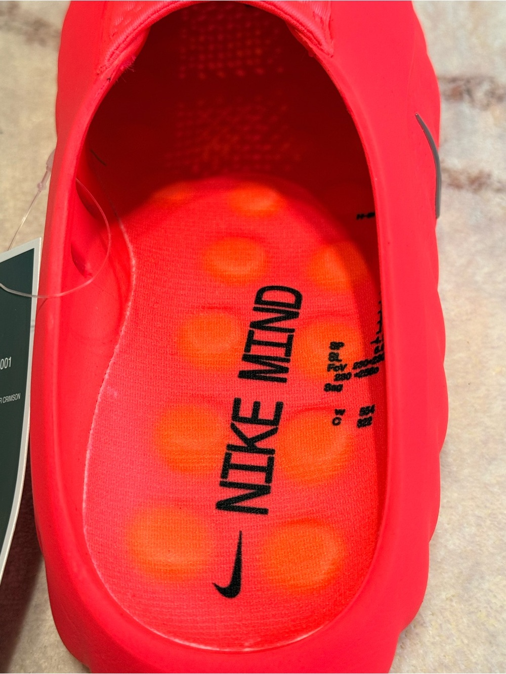 New Nike Mind 001 Mules (Unisex Size: Women's 6 / Men's 4.5) - Solar Red/Chrome - Picture 6 of 8